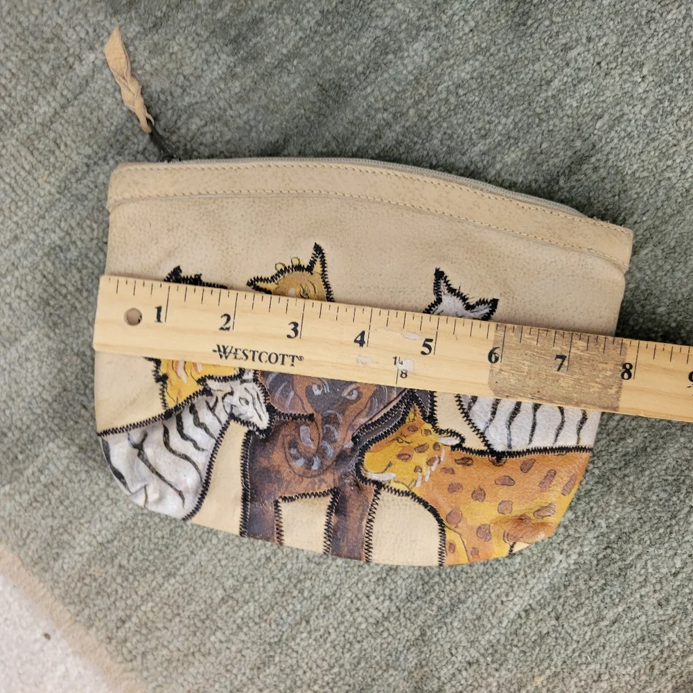 Leather Hand Paintes‎ Safari Animals Shoulder Bag And Matching Wallet